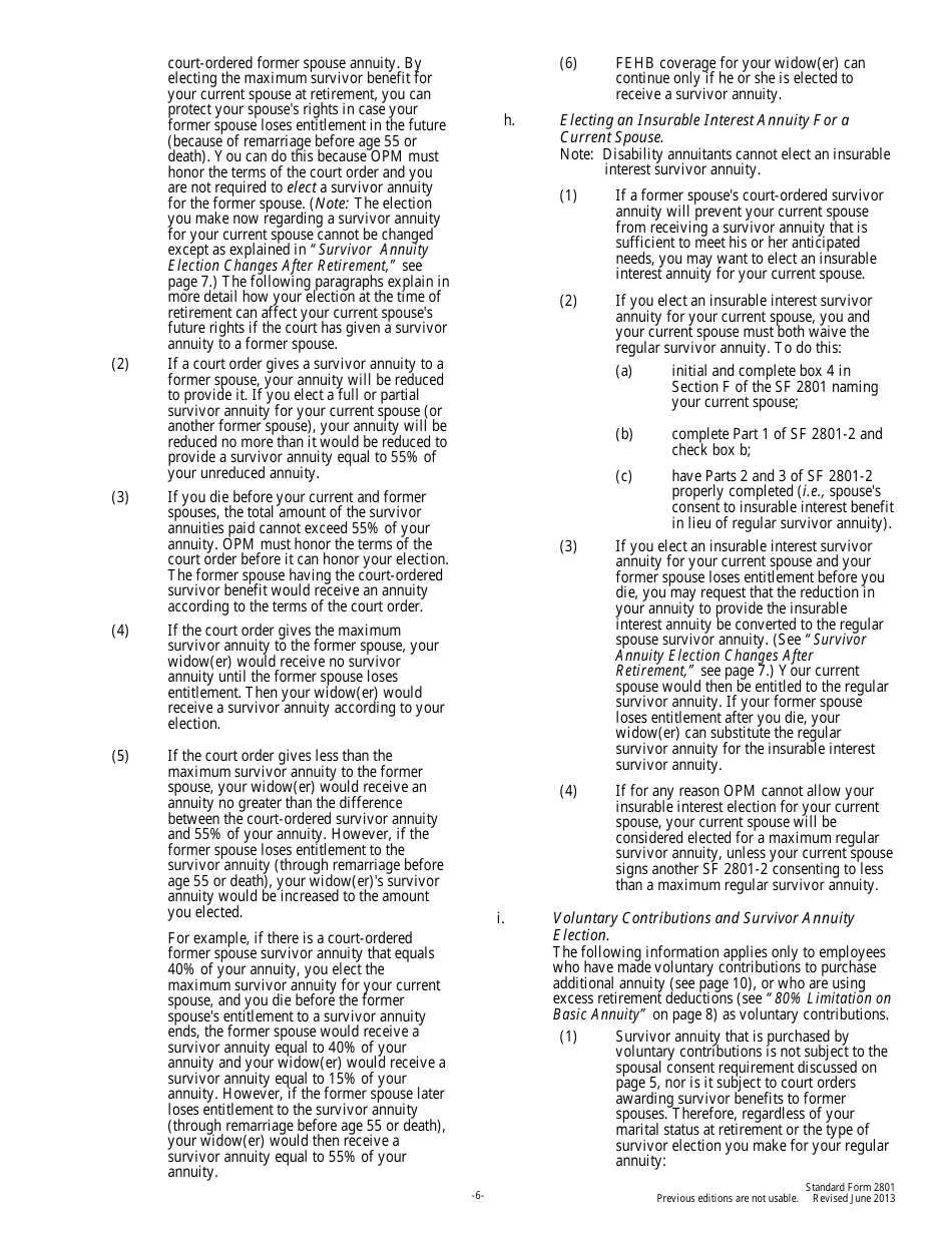 OPM Form SF-2801 Application for Immediate Retirement, Page 6