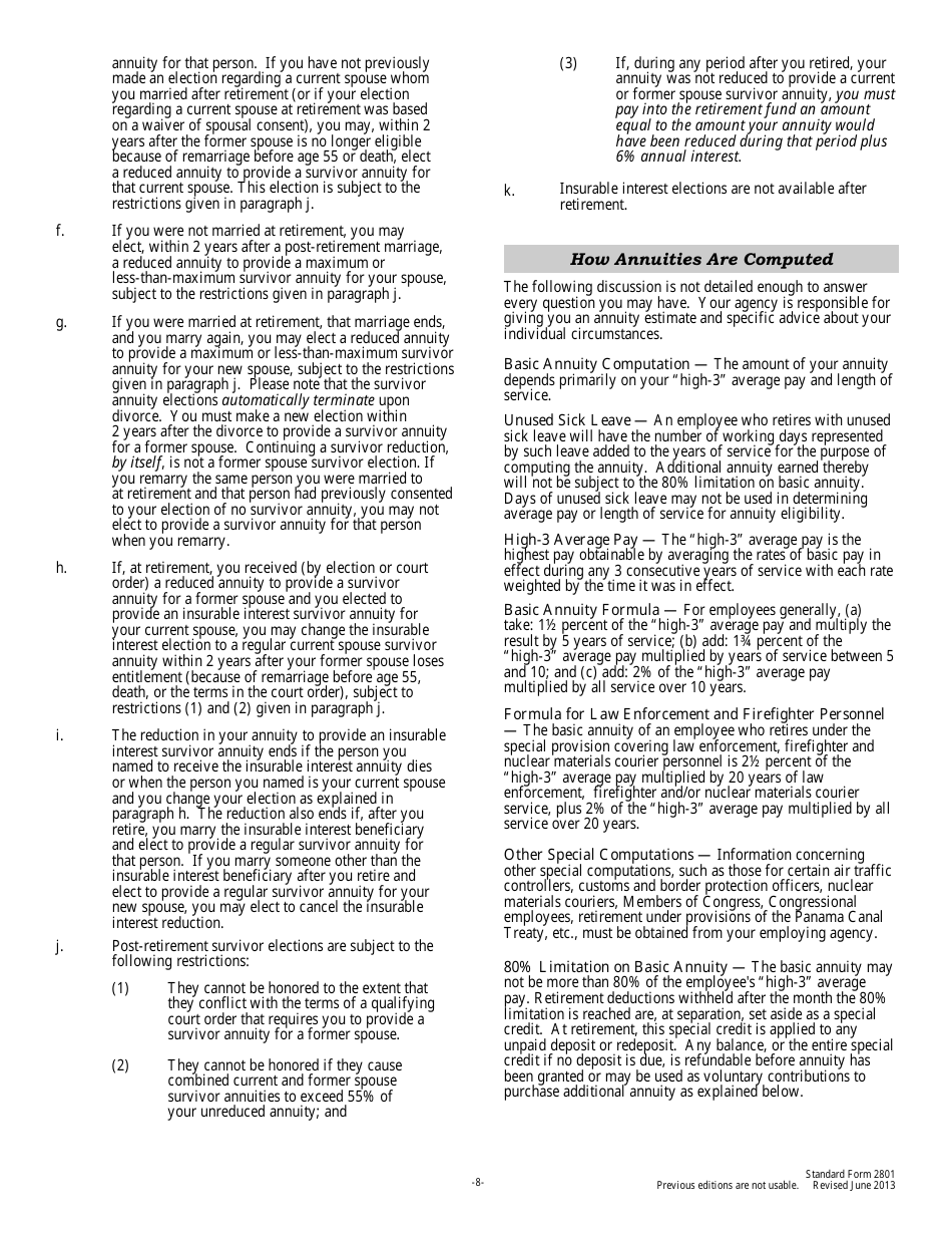 OPM Form SF-2801 - Fill Out, Sign Online and Download Fillable PDF ...