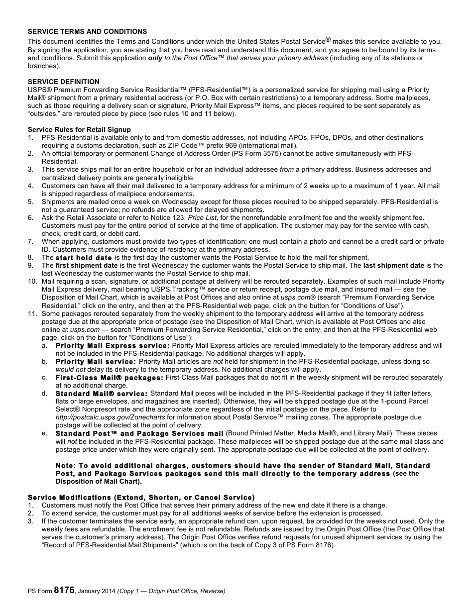 PS Form 8176 - Fill Out, Sign Online and Download Printable PDF ...