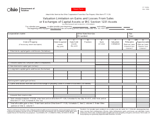 Form FT1120VL Valuation Limitation on Gains and Losses From Sales or Exchanges of Capital Assets or IRC Section 1231 Assets - Ohio