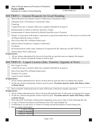 Form LOGS Request for Letter of Good Standing - Rhode Island, Page 2