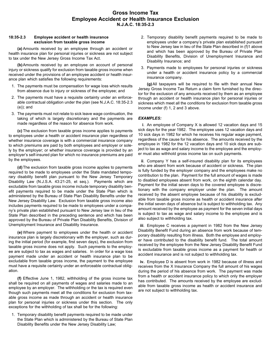 Form NJ-2440 Statement in Support of Exclusion for Amounts Received Under Accident and Health Insurance Plan for Personal Injuries or Sickness - New Jersey, Page 2
