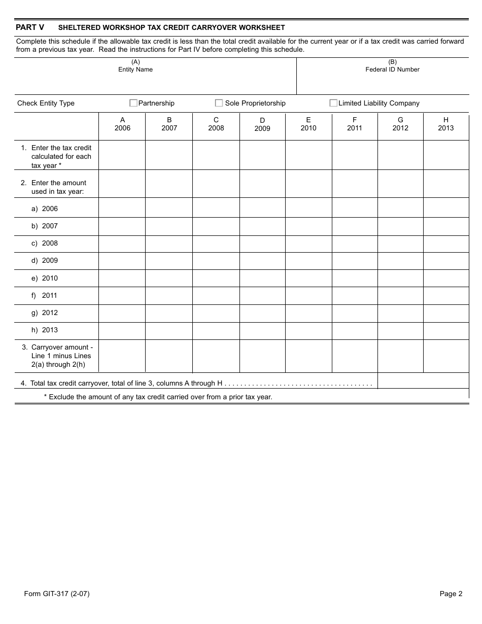 Form GIT-317 Sheltered Workshop Tax Credit - New Jersey, Page 2