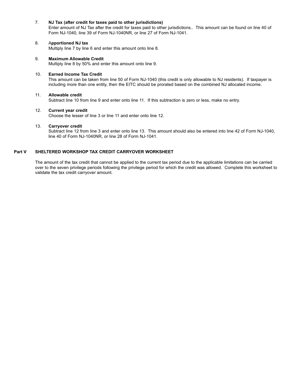 Form GIT-317 Sheltered Workshop Tax Credit - New Jersey, Page 4