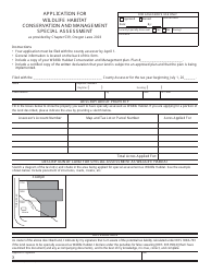 Form 150-303-083 Application for Wildlife Habitat Conservation and Management Special Assessment - Oregon