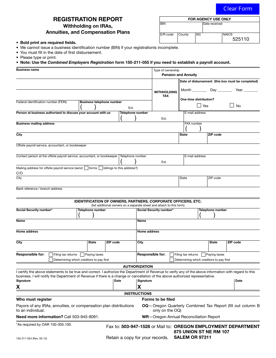 Form 150-211-054 Download Fillable PDF or Fill Online Registration ...