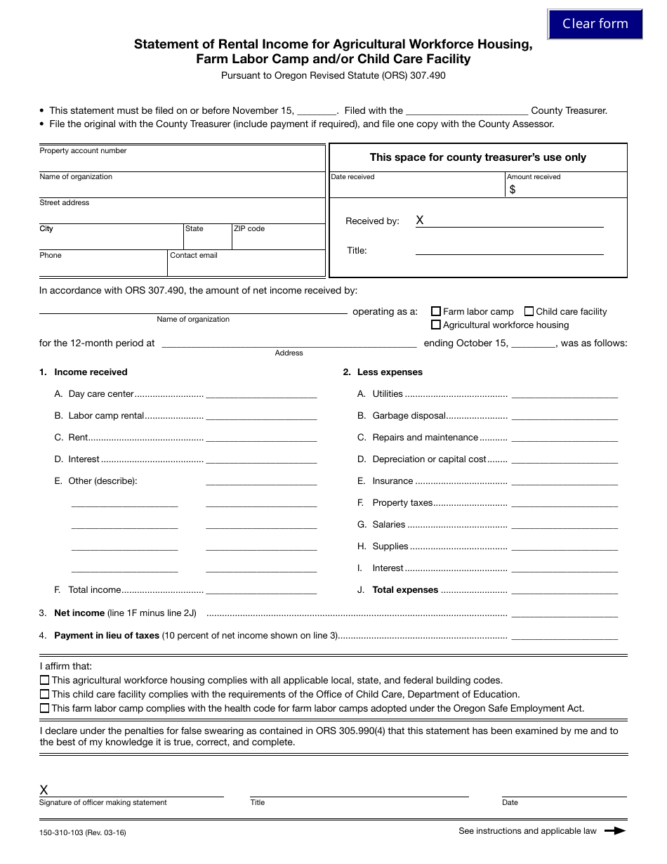 Form 150-310-103 - Fill Out, Sign Online and Download Fillable PDF ...