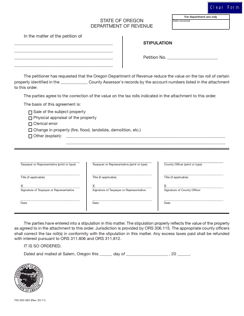 Form 150-303-065  Printable Pdf