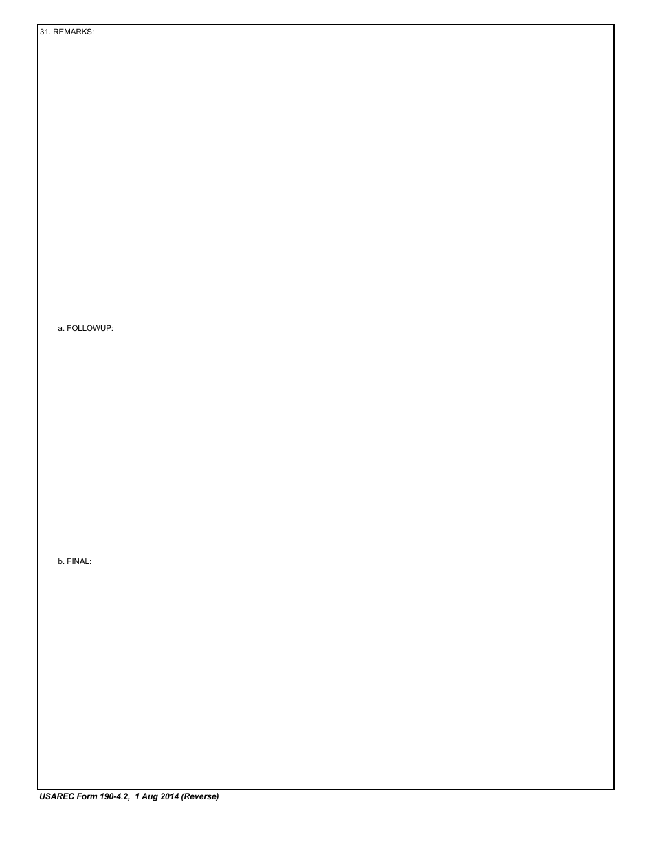 USAREC Form 190-4.2 Incident Information Report, Page 2