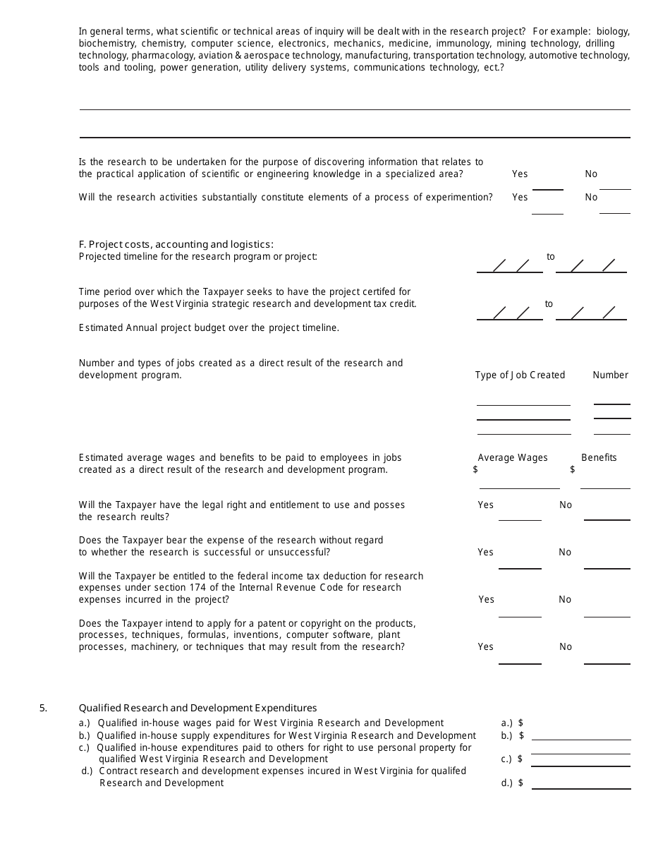 Form WV / SRDTC-A Application for West Virginia Strategic Research and Development Tax Credit for Qualified Expenditures and Qualified Investments Placed in Service on or After January 1, 2003 - West Virginia, Page 3