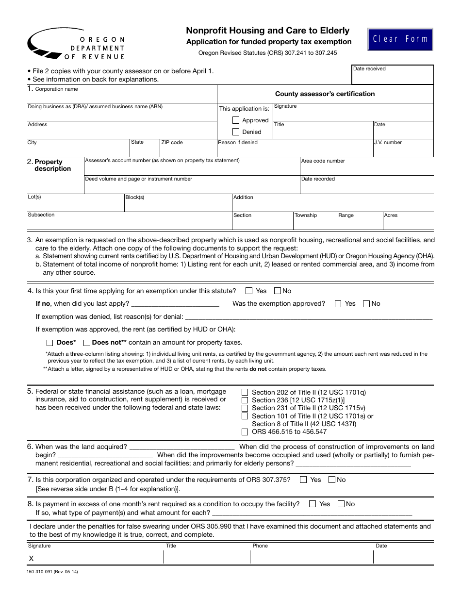 Form 150-310-091 Download Fillable PDF or Fill Online Application for ...