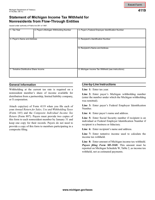 Form 4119  Printable Pdf