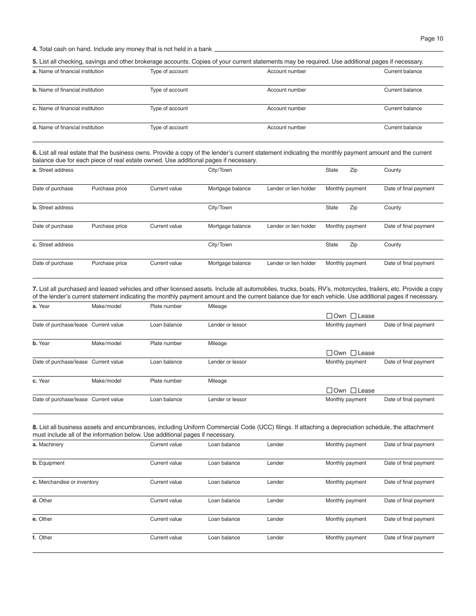Form M-433-OIS Statement of Financial Condition and Other Information - Massachusetts, Page 10