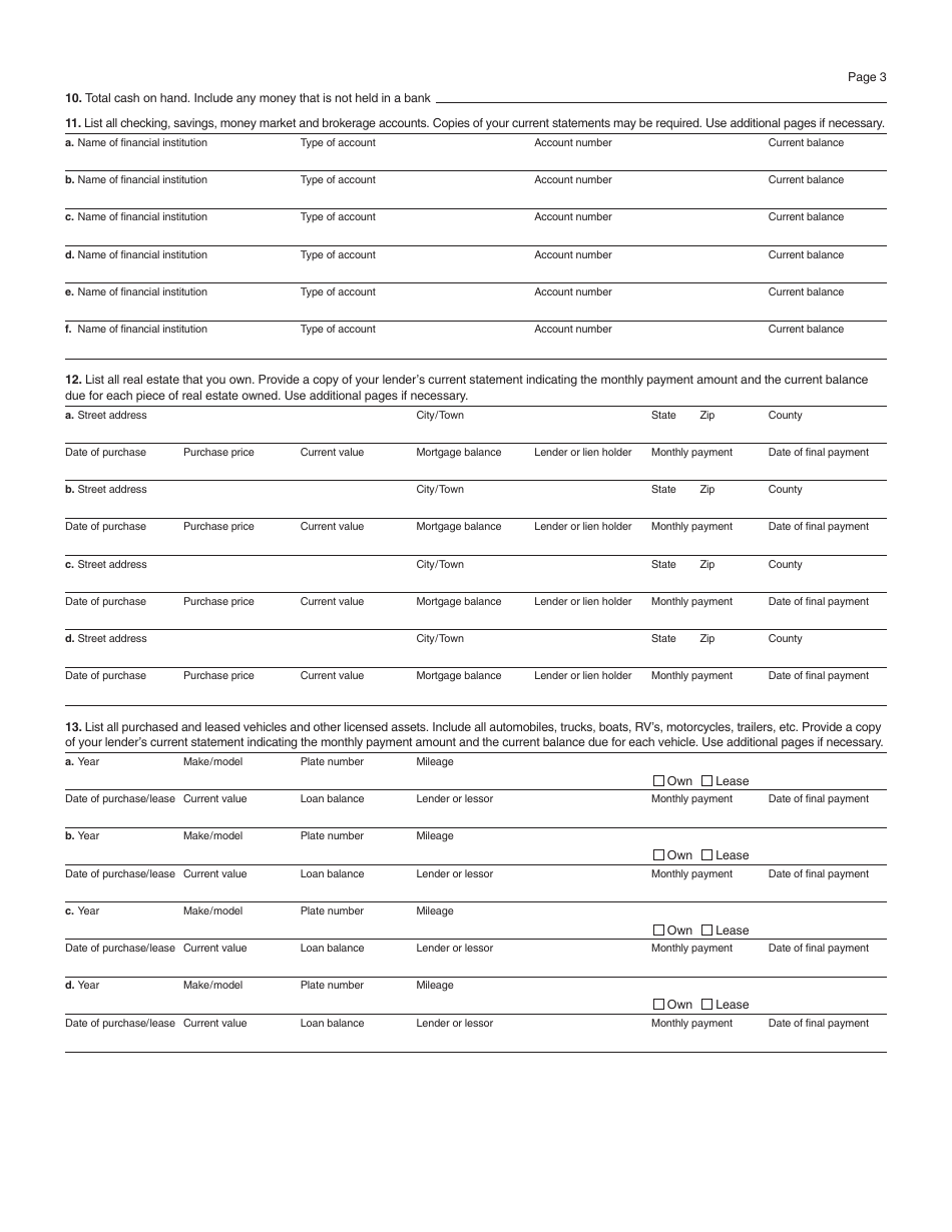 Form M-433-OIS Statement of Financial Condition and Other Information - Massachusetts, Page 3