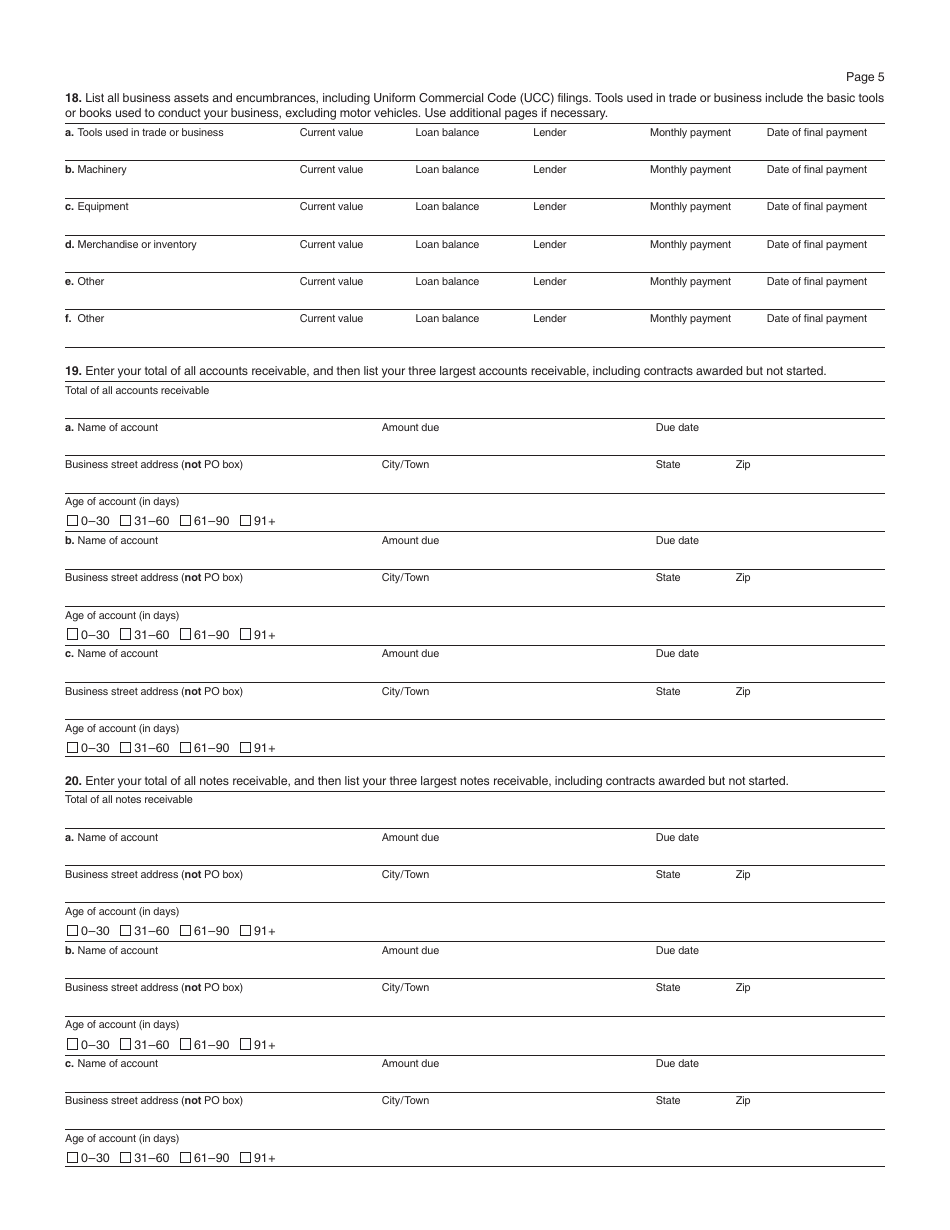 Form M-433-OIS Statement of Financial Condition and Other Information - Massachusetts, Page 5