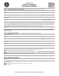 Document preview: Form ST-5 Sales Tax Exempt Purchaser Certificate - Massachusetts