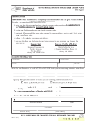 Document preview: Form VS-114I Mv-50 Retail/Mv-50w Wholesale Order Form - New York