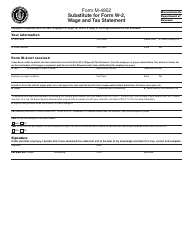 Document preview: Form M-4852 Substitute for Form W-2 - Wage and Tax Statement - Massachusetts