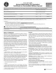 Document preview: Form M-4-MS Annual Withholding Tax Exemption Certificate for Nonresident Military Spouse - Massachusetts