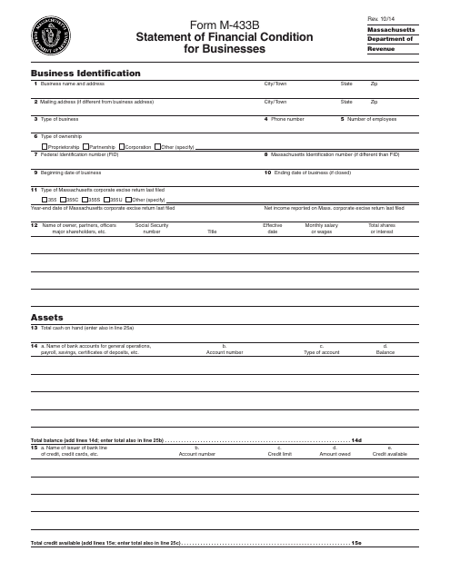 Form M-433B Printable Pdf