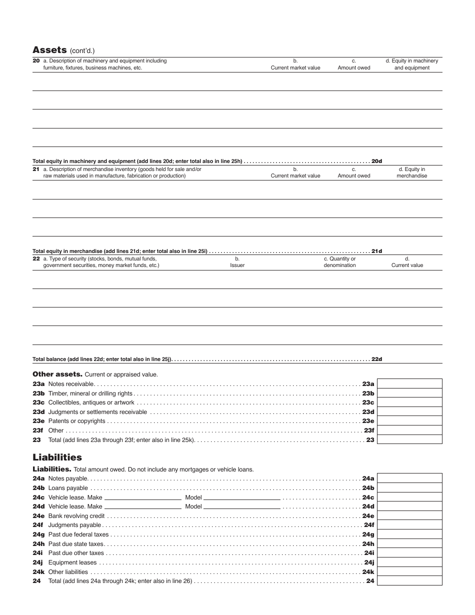 Form M-433B Statement of Financial Condition for Businesses - Massachusetts, Page 3
