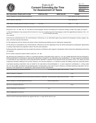 Form A-37 &quot;Consent Extending the Time for Assessment of Taxes&quot; - Massachusetts