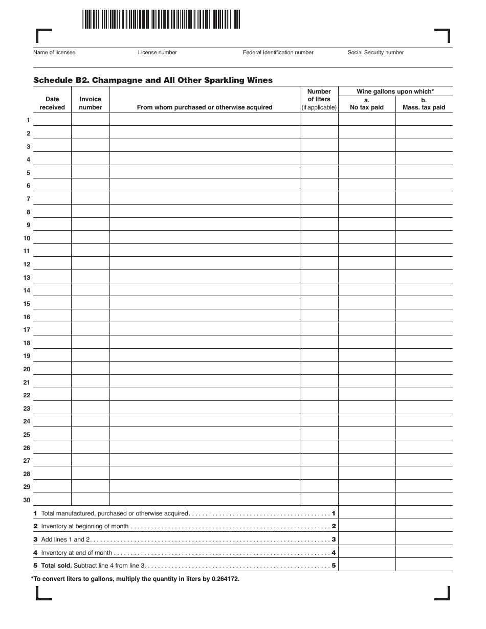 Form AB-1 Alcoholic Beverages Excise Return - Massachusetts, Page 4