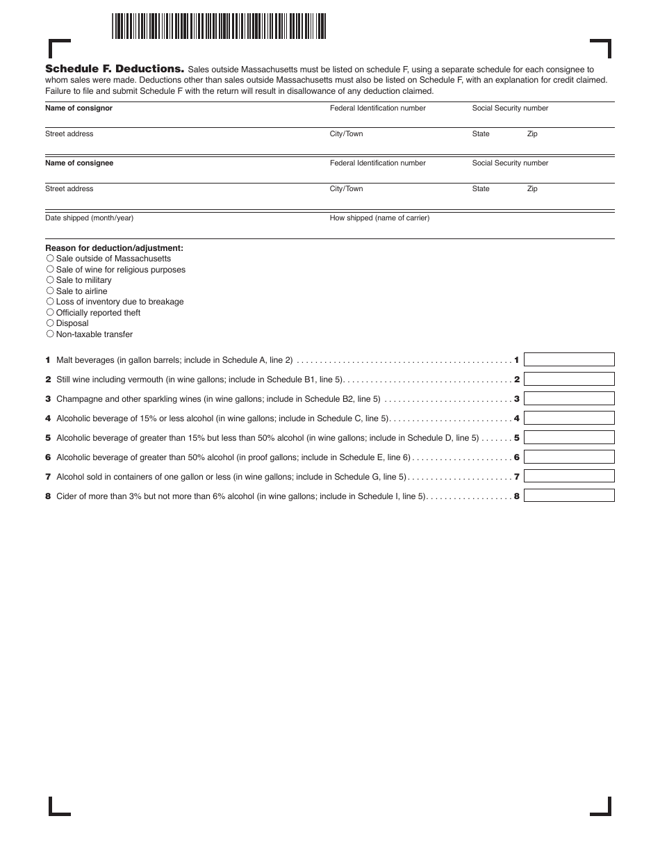 Form AB-1 Alcoholic Beverages Excise Return - Massachusetts, Page 8