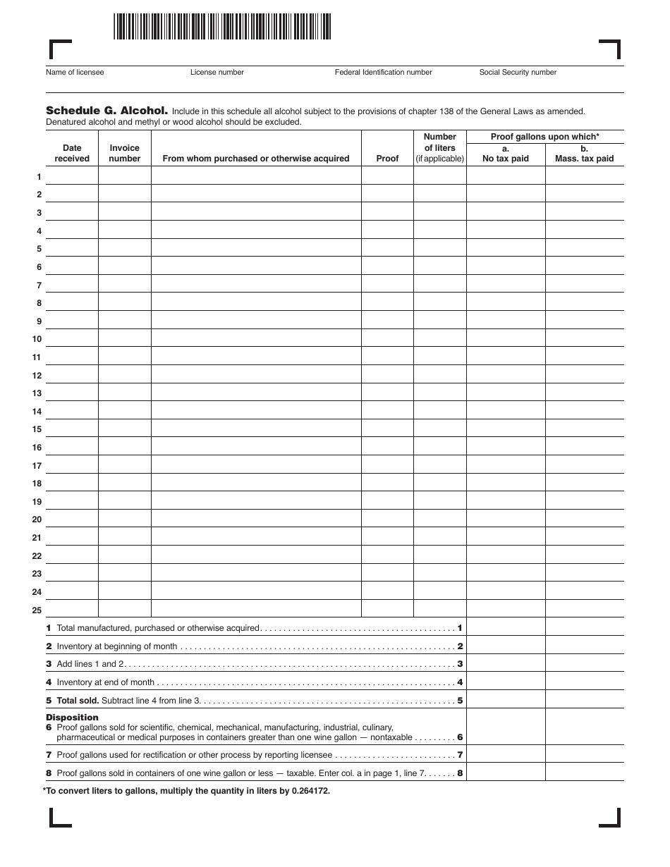 Form AB-1 Alcoholic Beverages Excise Return - Massachusetts, Page 9