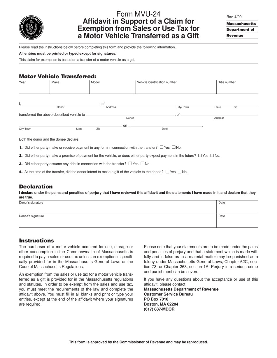 Form MVU 24 Fill Out Sign Online And Download Printable PDF 