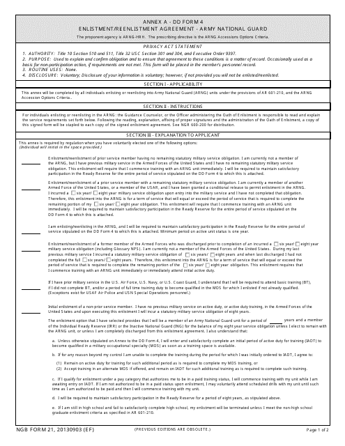 NGB Form 21 (DD Form 4) Annex A  Printable Pdf