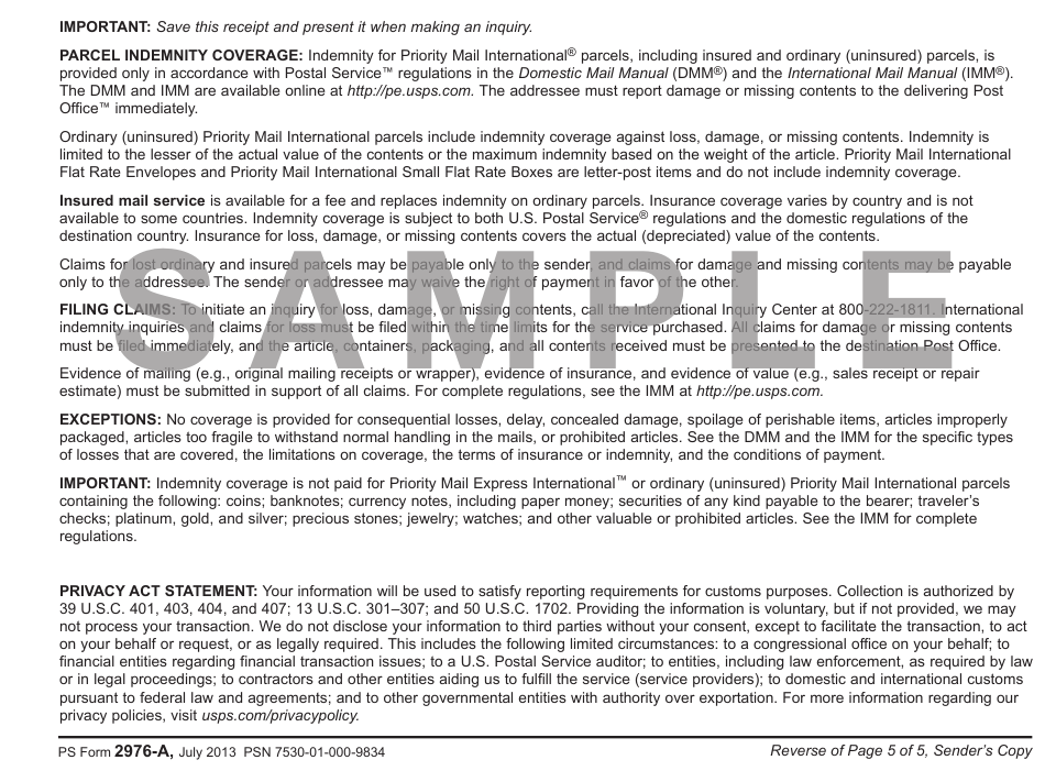 Ps Form 2976 A Fill Out Sign Online And Download Printable Pdf Templateroller 0504