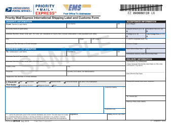 PS Form 2976-B Priority Mail Express International Shipping Label and Customs Form - Sample, Page 4