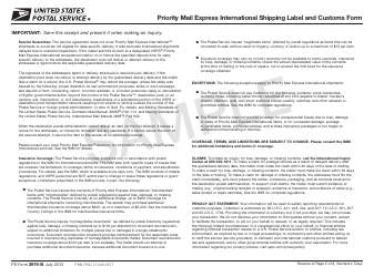 PS Form 2976-B Priority Mail Express International Shipping Label and Customs Form - Sample, Page 7