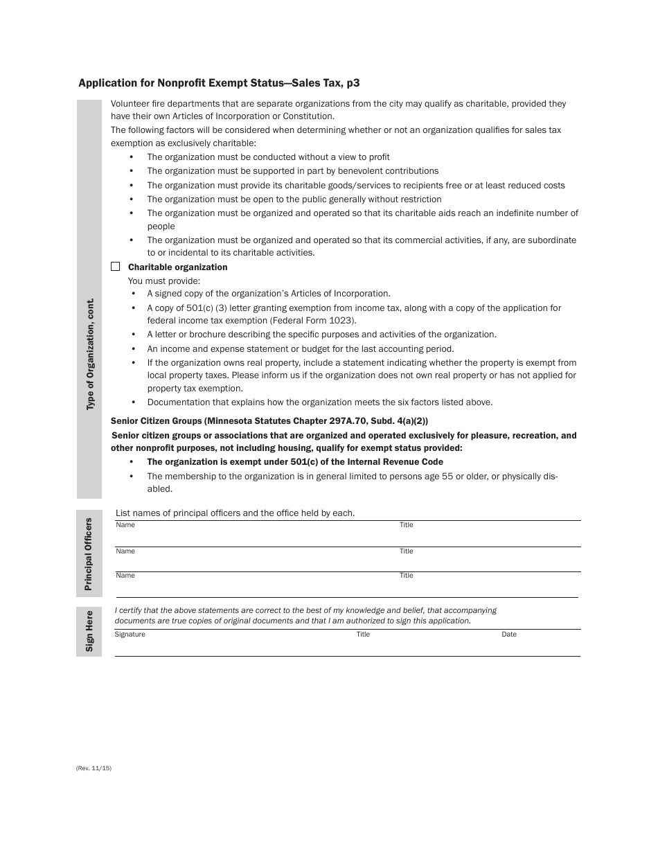 Form ST16 Application for Nonprofit Exempt Status - Sales Tax - Minnesota, Page 5