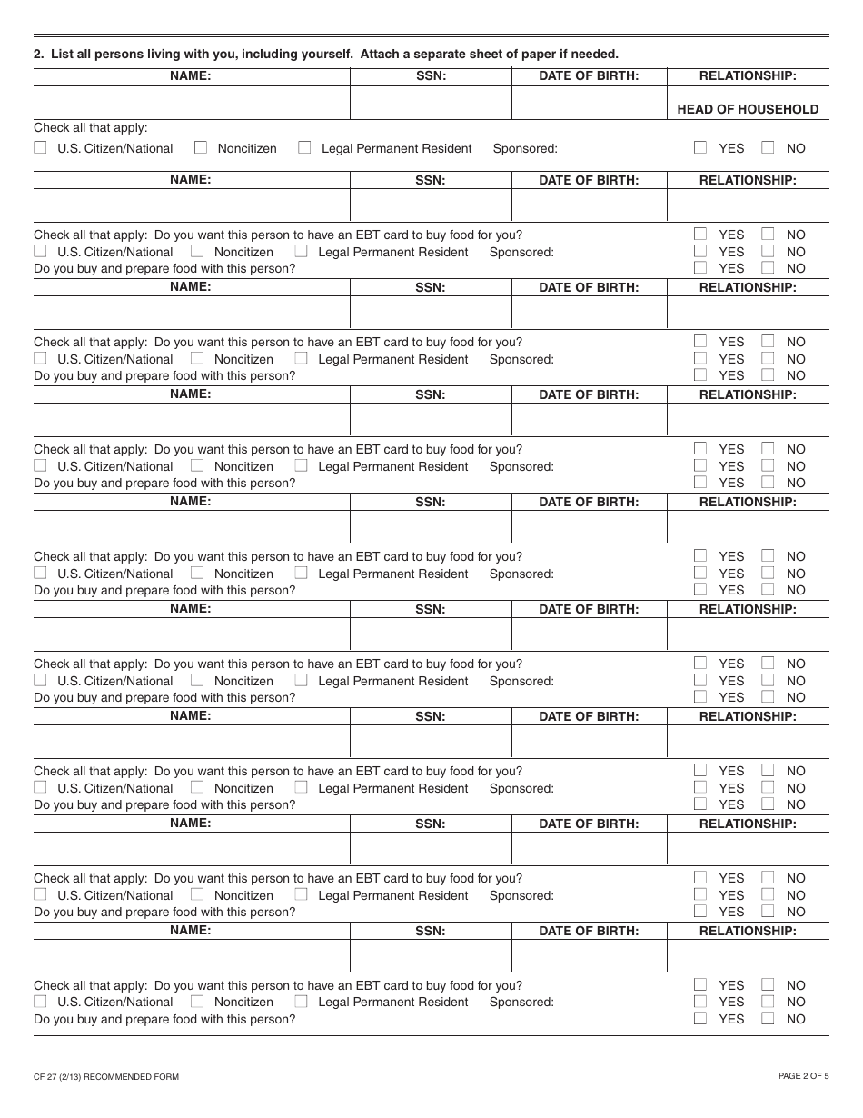 Form CF27 - Fill Out, Sign Online and Download Fillable PDF, California ...