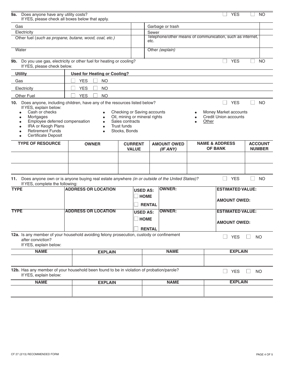 Form CF27 Non-assistance CalFresh (Nacf) Household Recertification Form - California, Page 4