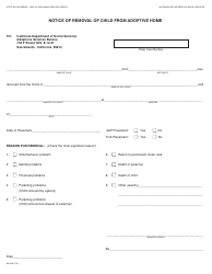Document preview: Form AD580 Notice of Removal of Child From Adoptive Home - California