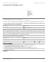 Document preview: Form CF29A CalFresh Initial Appointment Letter - California