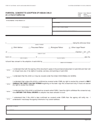 Document preview: Form AD859 Parental Consent to Adoption of Indian Child (In or out-Of-California) - California