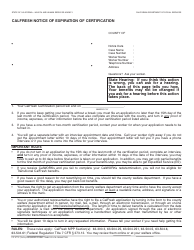 Document preview: Form CF377.2 CalFresh Notice of Expiration of Certification - California