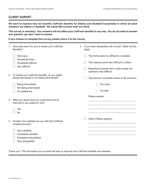 Form CF377.2A2 Client Survey - California