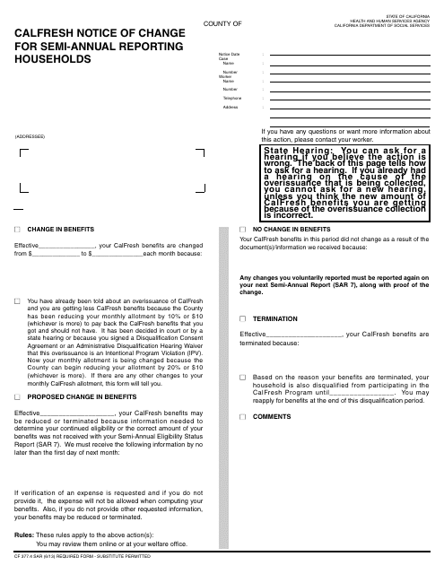 Form CF377.4 SAR  Printable Pdf