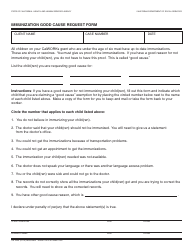 Document preview: Form CW2209 Immunization Good Cause Request Form - California