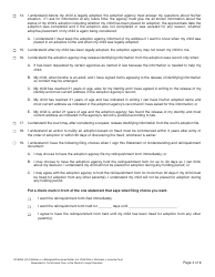 Form AD885A Statement of Understanding Agency Adoptions Program - Mother or a Biological/Presumed Father of a Child Who Is Detained, a Juvenile Court Dependent in out-Of-Home Care, or the Ward of a Legal Guardian - California, Page 4
