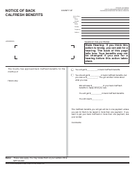 Document preview: Form CF377.9 Notice of Back CalFresh Benefits - California