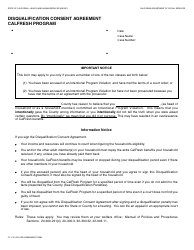 Document preview: Form CF478 Disqualification Consent Agreement (CalFresh Program) - California