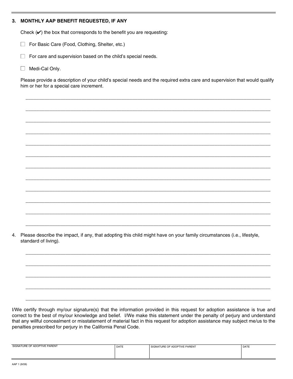 Form AAP1 - Fill Out, Sign Online and Download Fillable PDF, California ...