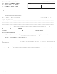 Document preview: Form CL4 Cal-Learn Informing Notice to Parent/Legal Guardian of Cal-Learn Participant - California