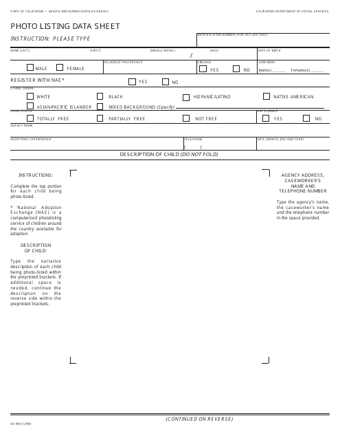 Form AD909  Printable Pdf